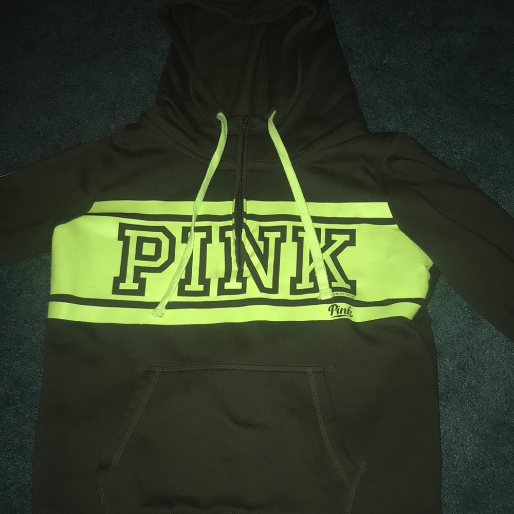 Army/ neon green pink quarter zip